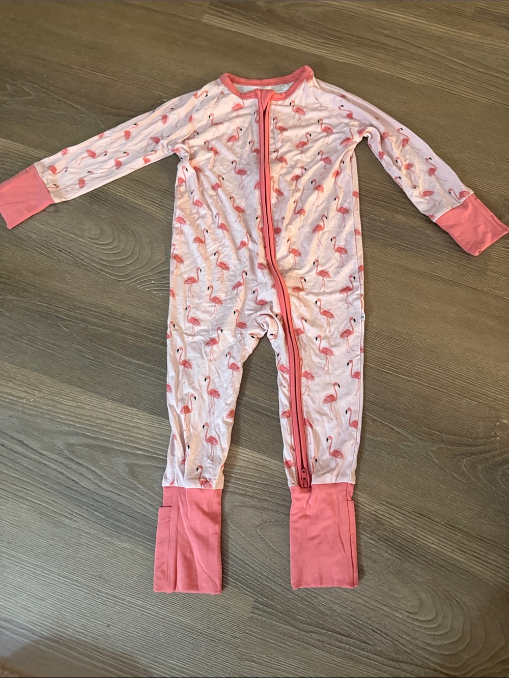 NWOT Emerson and Friends Fancy Flamingos Bamboo Convertible Baby Pajama- 18-24m